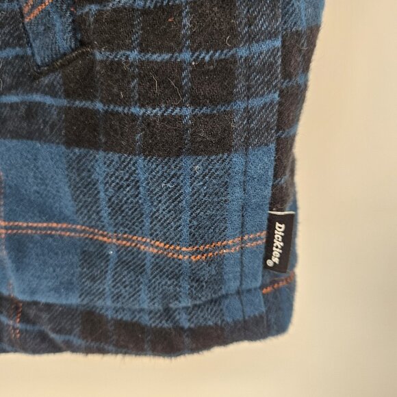 Dickies Jacket Shacket Men Large Blue Plaid Quilt Lined Workwear Flannel Button - Picture 6 of 12